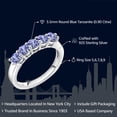 thumbnail image 2 of Gem Stone King 0.90 Cttw Blue Tanzanite 5-Stone Wedding Anniversary Band Ring for Women | 925 Sterling Silver | Gemstone December Birthstone | Size 7, 2 of 4