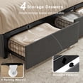 thumbnail image 5 of GUNAITO Full Size Bed Frame with 4 Storage Drawers, Upholstered LED Bed with USB Ports, Modern Bed with Headboard Noise Free Platform Bed with Metal Frame, Dark Gray, 5 of 9