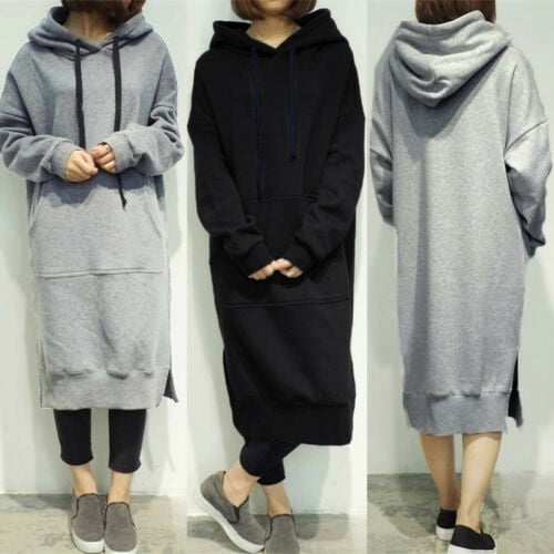 long grey sweatshirt dress