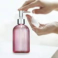 thumbnail image 5 of Stripe Glass Soap Dispenser, Liquid Hand Soap Dispenser, Rustproof Pump for Kitchen & Bathroom, Home Decoration (Pink), 5 of 6