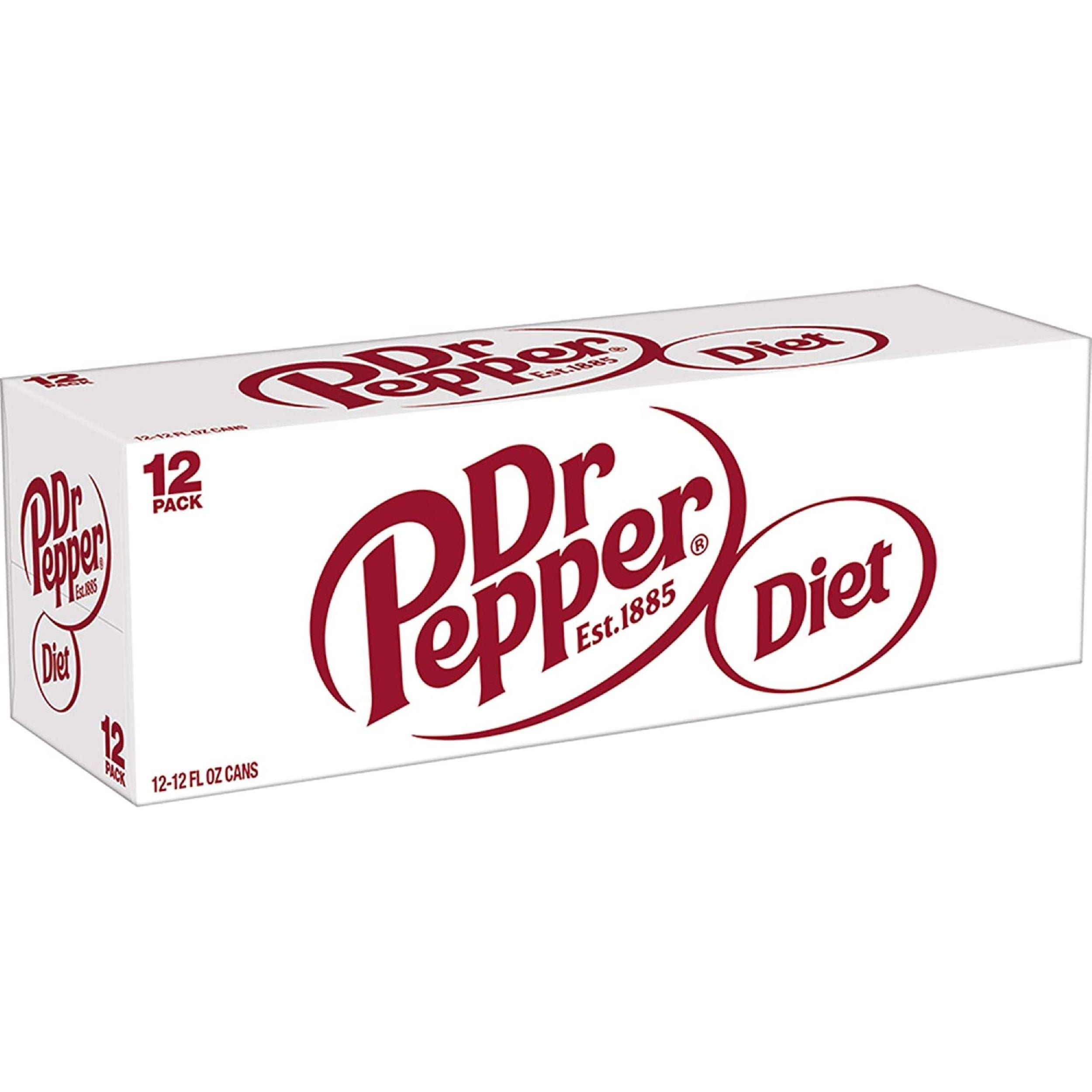 Diet Dr Pepper Soda 12oz Cans, Quantity of 18