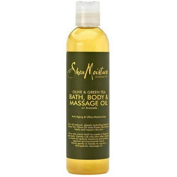 SheaMoisture Olive & Green Tea Bath, Body and Massage Oil with Avocado, 8 oz