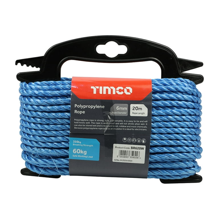 Timco - Polypropylene Rope - Blue - Winder (Size 6mm x 20m - 1 Each)