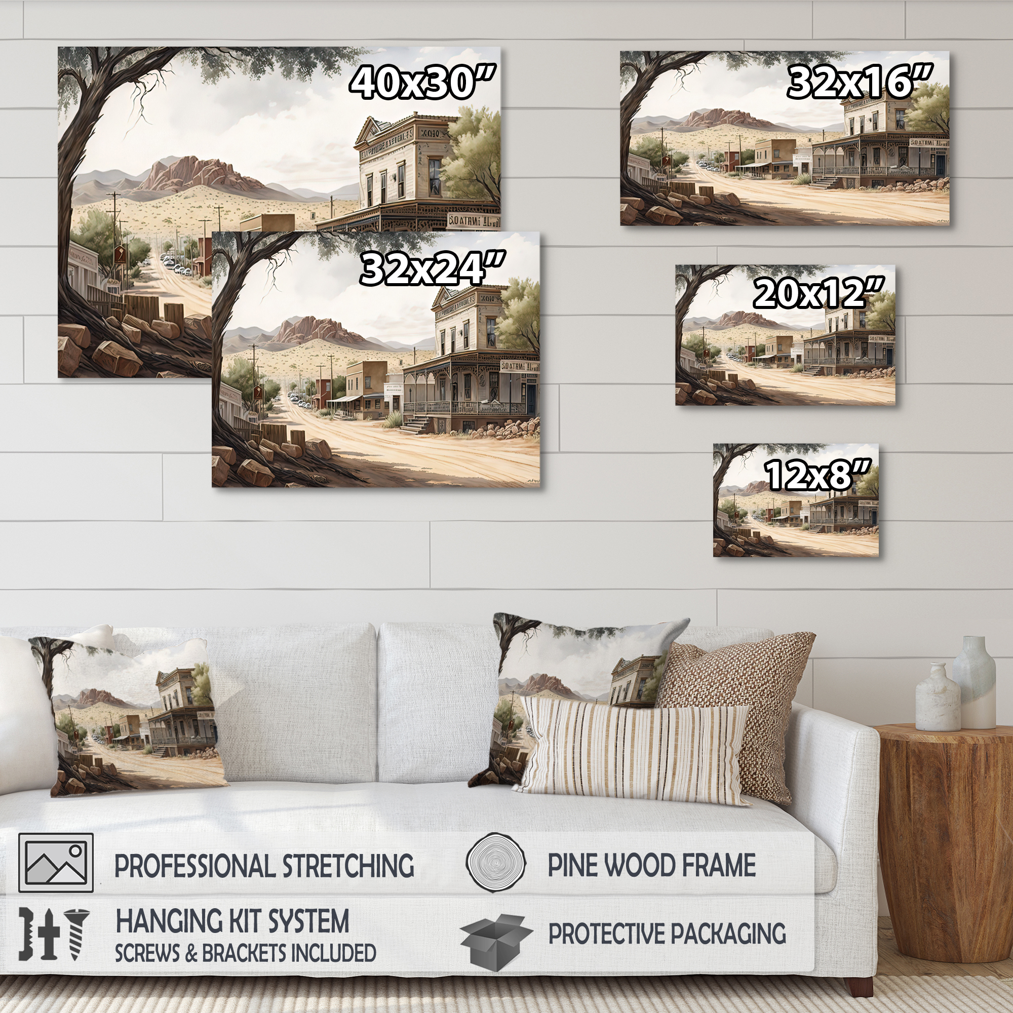 Designart Small Town Wild West V Canvas Wall Art