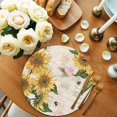 thumbnail image 2 of Round Placemats Sunflower Leaves 15 inch Set of 2 Table Mats for Dining Table Floral Retro Heat Resistant Non-Slip Kitchen & Home Decorative Place Mat Set, 2 of 8