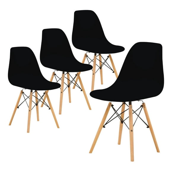 Set de 4 sillas de Comedor LUMO Tipo Eames negro
