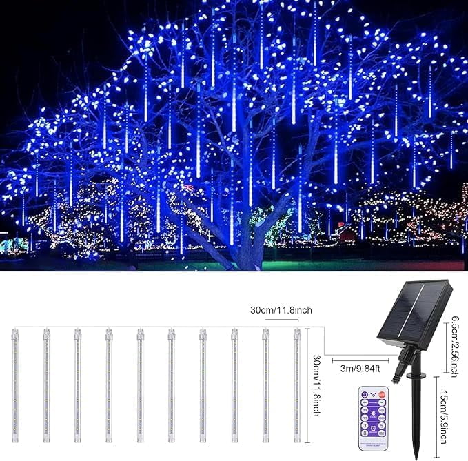 LED Outdoor String Solar, Rain Lights,Meteor Lights,Meteor rain Lights 30cm 10 Tube Solar rain Lights with for Christmas Parties Wedding Christmas Tree