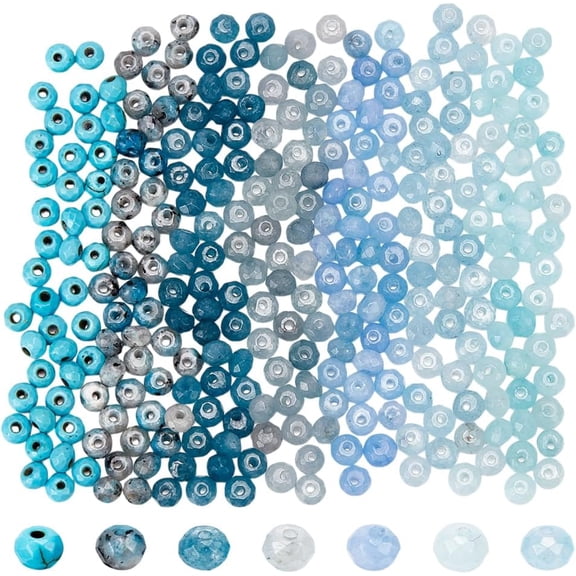 294 Pcs 4.5mm Natural Gemstone Saucer Dic Semi Precious Beads 7 Styles Glass Beads Aquamarine Beads Turquoise Beads Gemstone Loose Beads for Bracelet Necklace Jewelry Making Multi-color