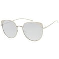 thumbnail image 2 of Modern Matte Metal Cat Eye Sunglasses Flat Lens 56mm (Silver / Silver Mirror), 2 of 4
