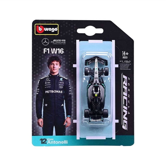 Vehículo de juguete Bburago Mercedes F1 escala 1:64 AMG 63 W16 Antonelli