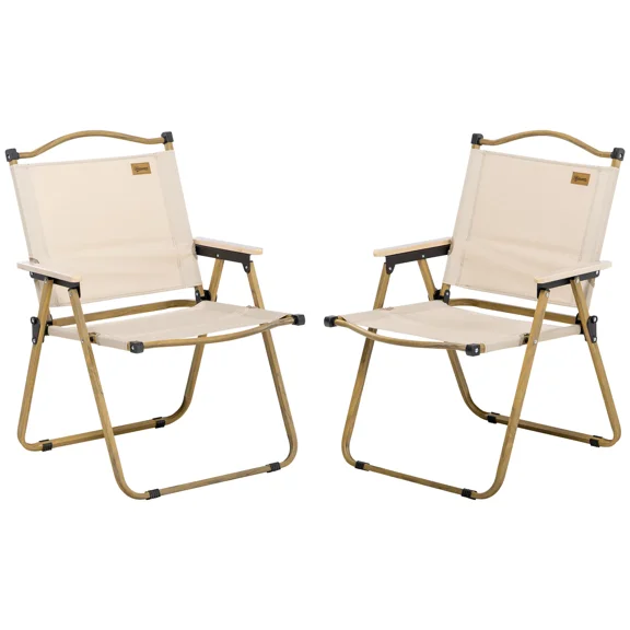 2-Pack Portable Folding Camping Chairs with Carry Handle, Lightweight Steel Outdoor Chairs