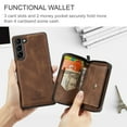 thumbnail image 3 of Allytechgroup for Samsung Galaxy S25 Case, Vegan PU Leather Anti-Scratch Magnetic Detachable Wallet Zipper Purse Stand Case with Card Slots for Samsung Galaxy S25, Brown, 3 of 7