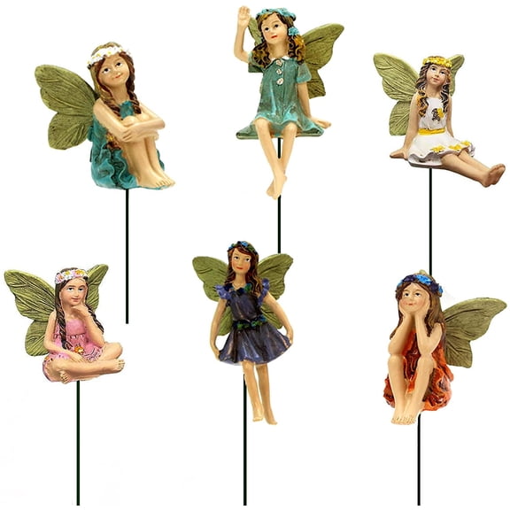 Fairy Garden Accessories Outdoor Indoor, 6pcs Miniature Fairies Figurines for Pot Plants and Mini Garden Lawn Decorations