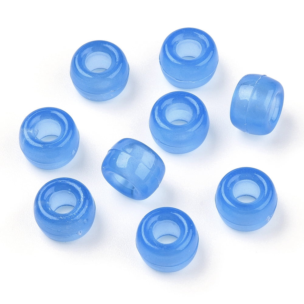 500 g Transparent & Luminous Plastic Beads Frosted Crow Beads Pony Beads Barrel Cornflower Blue 9x6mm Hole: 3.8mm about 1900pcs/500g