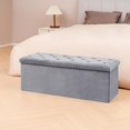 thumbnail image 6 of Storage Ottoman Bench with Benches Foot Rest Stool, Large Long Folding Velvet Toy Shoes Chest for Bedroom, Living Room,（Grey） 43.3"x15.7"x15.7", 6 of 16