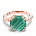 thumbnail image 3 of Gem Stone King 5.00 Ct Cushion Green Malachite 18K Rose Gold Plated Silver Double Prong Ring, 3 of 6