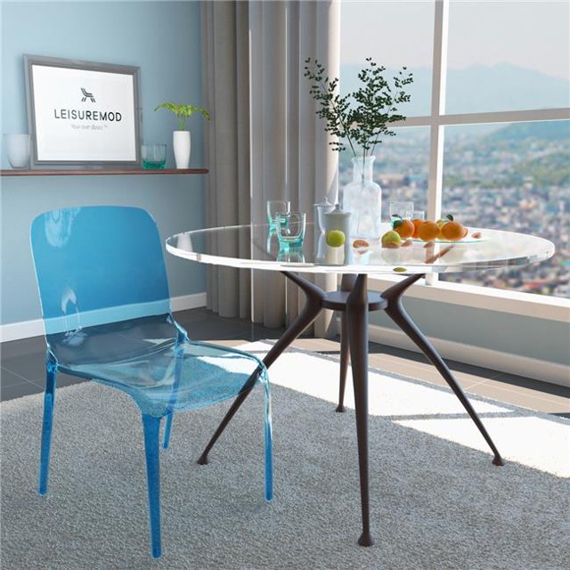 LeisureMod MC20TBU 32.25 x 20.5 x 21 in. Murray Modern Dining Chair, Transparent Blue