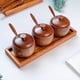 thumbnail image 2 of Juego de tarros de de madera con bandeja, juego de 3 botes para condimentos, recipientes para con tapas y cucharas, caja para condimentos., 2 of 5