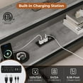 thumbnail image 3 of Aunfebrco Corner Twin Bed Frame with Charging Station, Twin Size Metal Platform Bed Frame with Storage Shelves&2 Drawers, Gray Daybeds for Living Room Bedroom, 3 of 9