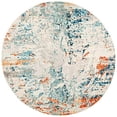 thumbnail image 3 of Safavieh Madison Collection MAD478B Modern Abstract Non-Shedding Dining Room Entryway Foyer Living Room Bedroom Area Rug, 5' x 5' Round, Cream / Orange, 3 of 5