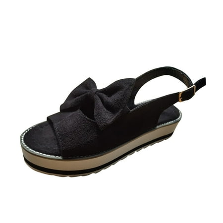 

Reed Womens Fashion Platform Casual Single Shoes Bowknot Wedge Buckle Sandals