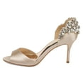 thumbnail image 2 of XYD Women Bejeweled Heel Open Toe D'Orsay Stiletto Heels Satin Pumps Sparkling Crystal Bridal Wedding Shoes Size 13.5 Nude, 2 of 4