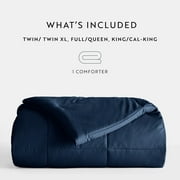 Breathable Cool Comforter All Season Lightweight Down-Alternative Solid Navy Blue for Full/Queen Size Bedding by Comfort Canopy