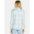 thumbnail image 2 of Time and Tru Women's Plaid Button Front Soft Shirt with Long Sleeves, Sizes S-XXXL, 2 of 5