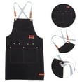 thumbnail image 4 of Chef Apron Water Resistant Canvas Cross Back Adjustable Full Coverage Apron for Men Women Gardening Painting Black, 4 of 7