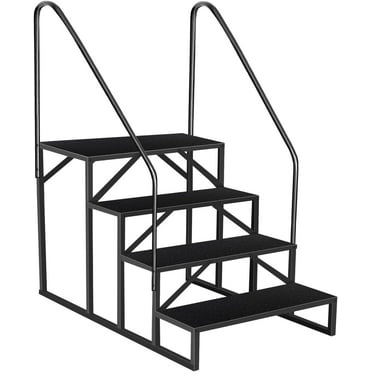 4 Step RV Stairs with 2 Handrails｜Update 3.0 Outdoor RV Steps with Anti-Slip Pedals｜Outdoor Steps for Travel Trailers｜Heavy Duty Mobile Home Stairs for Camper, Porch, Spa