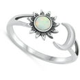 thumbnail image 4 of CHOOSE YOUR COLOR Sun & Moon White Simulated Opal Ring .925 Sterling Silver Band CZ Female Size 7, 4 of 4
