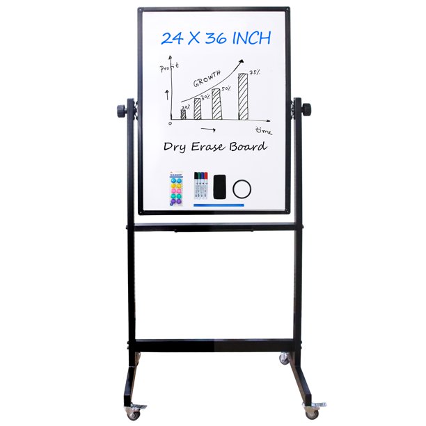 XIWODE Rolling White Board, 36" x 24" Double Sided Whiteboard on Wheels