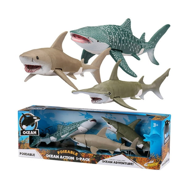 Kid Galaxy 9" Poseable Ocean Action 3 Pack Sharks Edition Walmart