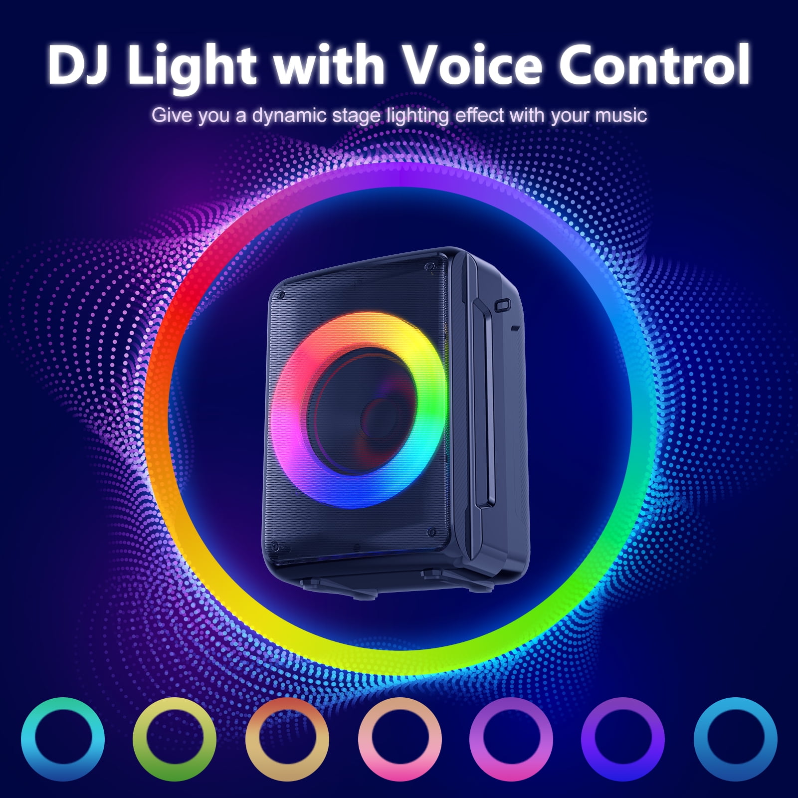 JYX Portable Bluetooth Speaker with Microphone, 40W Deep Bass Party Speaker with Rgb Lights