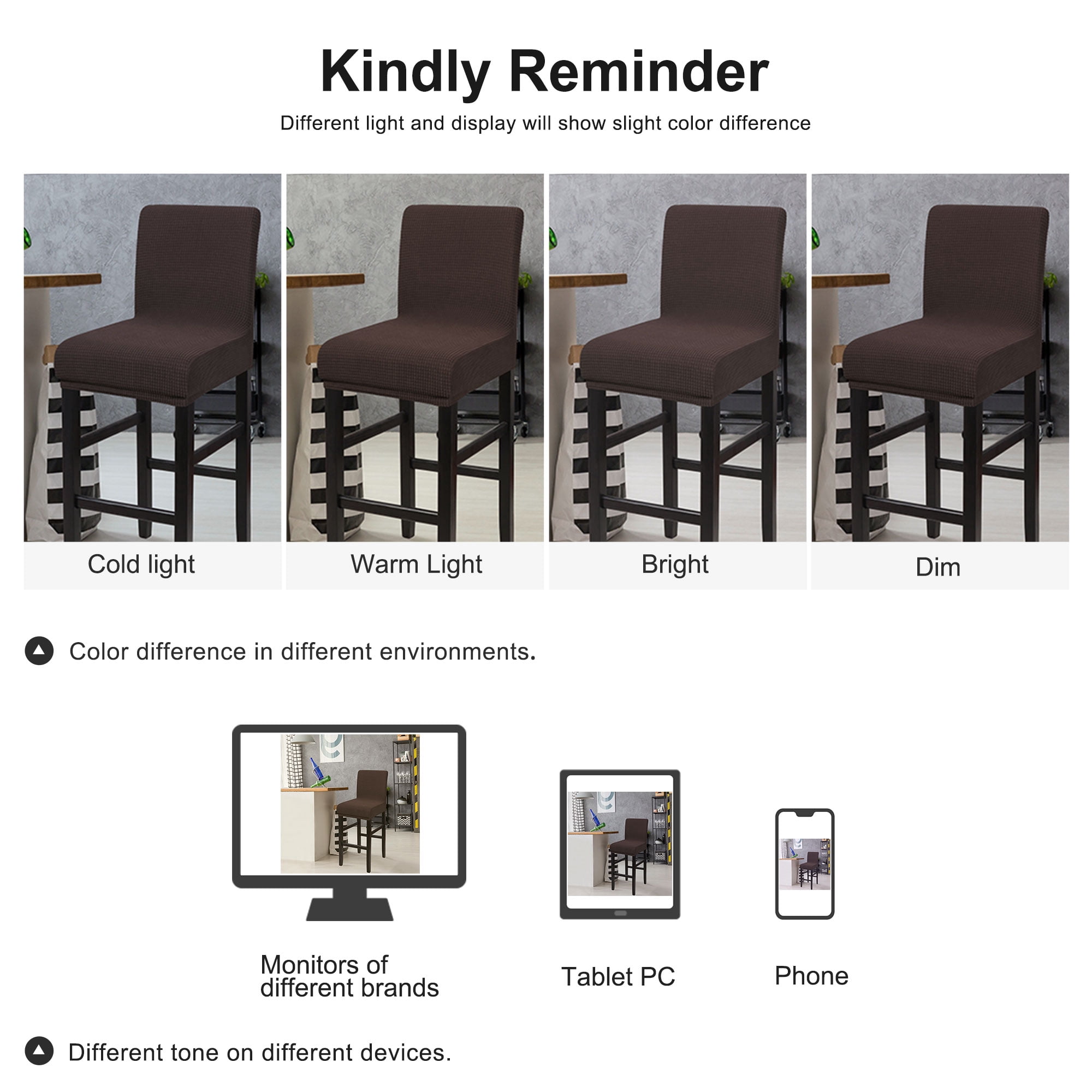 Unique Bargains Polyester Stretch Bar Stool Covers Elastic Band Mid Back Chair Slipcover Dark Brown 2 Pcs