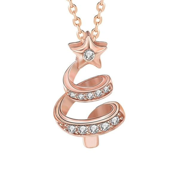 Necklaces & Pendants Star Christmas Tree Necklace Lady Christmas Tree Sweater Chain Gift for Girlfriend (Rose Gold )