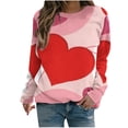 thumbnail image 1 of VALMASS Chandails en Molleton de la Saint-Valentin pour Femmes Manches Longues Col Rond Décontracté Mode Ample Blouses (S, Rose-C), 1 of 4