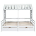 thumbnail image 6 of Euroco Twin Size Wood House Double Platform Beds, House Shaped Roof and Windows, 2 Drawers for Kids, 6 of 9
