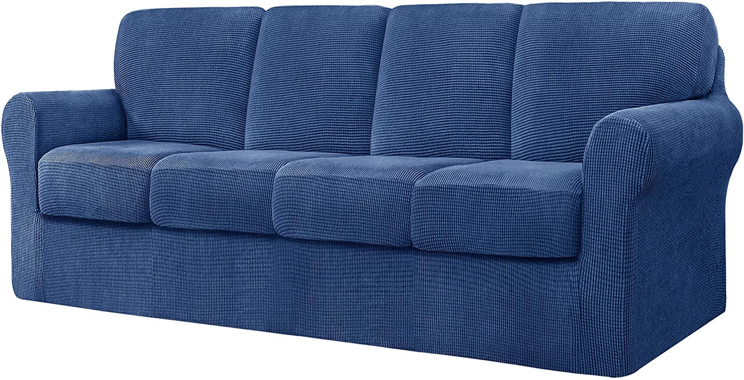 9 Piece Stretch Oversize Sofa Cover, 4 Seater Couch Slipcover with Four Separate Backrests and