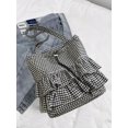 thumbnail image 4 of Blue Gingham Ruffle Tote Bag With Drawstring Closure Oversized Shoulder, 4 of 7
