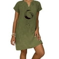 thumbnail image 2 of USSUMA Dress Women's Wedding Guest Vintage Knee Length Linen Cotton Shift Midi Sundresses for Women Casual Beach Moon Butterfly Print V-Neck Short Sleeve Summer Sun Dresses Graduation, 2 of 7