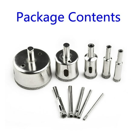

10 Pcs 3-50mm Diamond Tool Drill Bit Hole Saw Set Glass Ceramic Marble Tile Kit