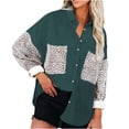 thumbnail image 2 of DPTALR Veste à Manches Longues pour Femmes avec Poches Léopard et Boutons, Col Rabattu, 2 of 7