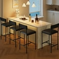 thumbnail image 1 of Set of 4 Bar Stools with Footrest, PU Upholstered Counter Height Stools with Back, Rustic Black Kitchen Island Chairs, Easy Assembly for Apartment or Home Bar, 1 of 7