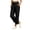 #Black 1, variant on Women's Casual Pants Solid Cropped Hem Slit Button Waist Pockets Trousers