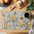 thumbnail image 2 of Yellow Rose Placemats Set of 6, Vintage Country Botanical Floral Vines Placemats for Dining Table, Place Mats for Kitchen Tabletop, Waterproof Wipeable Dining Table Mats Set, 2 of 9
