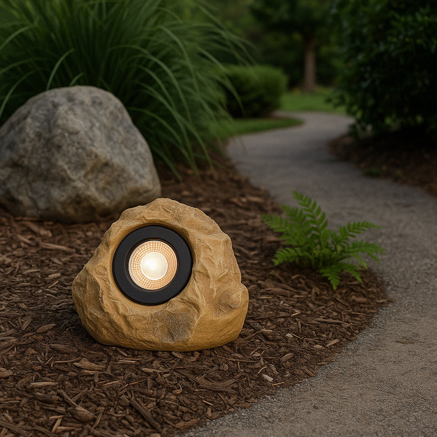 6 Pack 5CCT LED Outdoor Stone Lights, 12-24V AC/DC, 5W Low Voltage Outdoor Landscape Spotlights for Garden & Yard, Triangular Stone Light, IP65 Weatherproof, Yellow