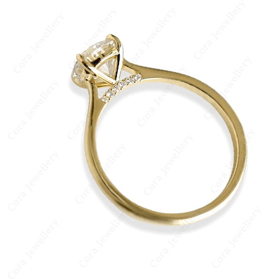 Cora Jewellery 3CT Bridge Diamond Oval Moissanite Solitaire Engagement Ring For Women, 14K Yellow Gold