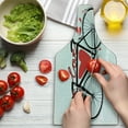 thumbnail image 3 of Love Cutting Board, Bike Illustration Heart and Drops Modern Hipster Fashion Retro Art, Decorative Tempered Glass Cutting and Serving Board, Wine Bottle Shape, Orange Black, by Ambesonne, 3 of 5