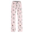 thumbnail image 4 of Halloween Pajama Pants Women's Drawstring Lounge Bottoms, Cute Ghost & Pumpkin Print Loose Fit Sleepwear Trousers, Soft Elastic Waist Leggings, 1 Pc Pink XXL, 4 of 5